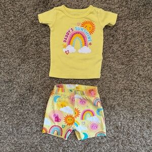 PJ Place Sunshine & Rainbow 3-6 Month Infant Tee & Shorts Set